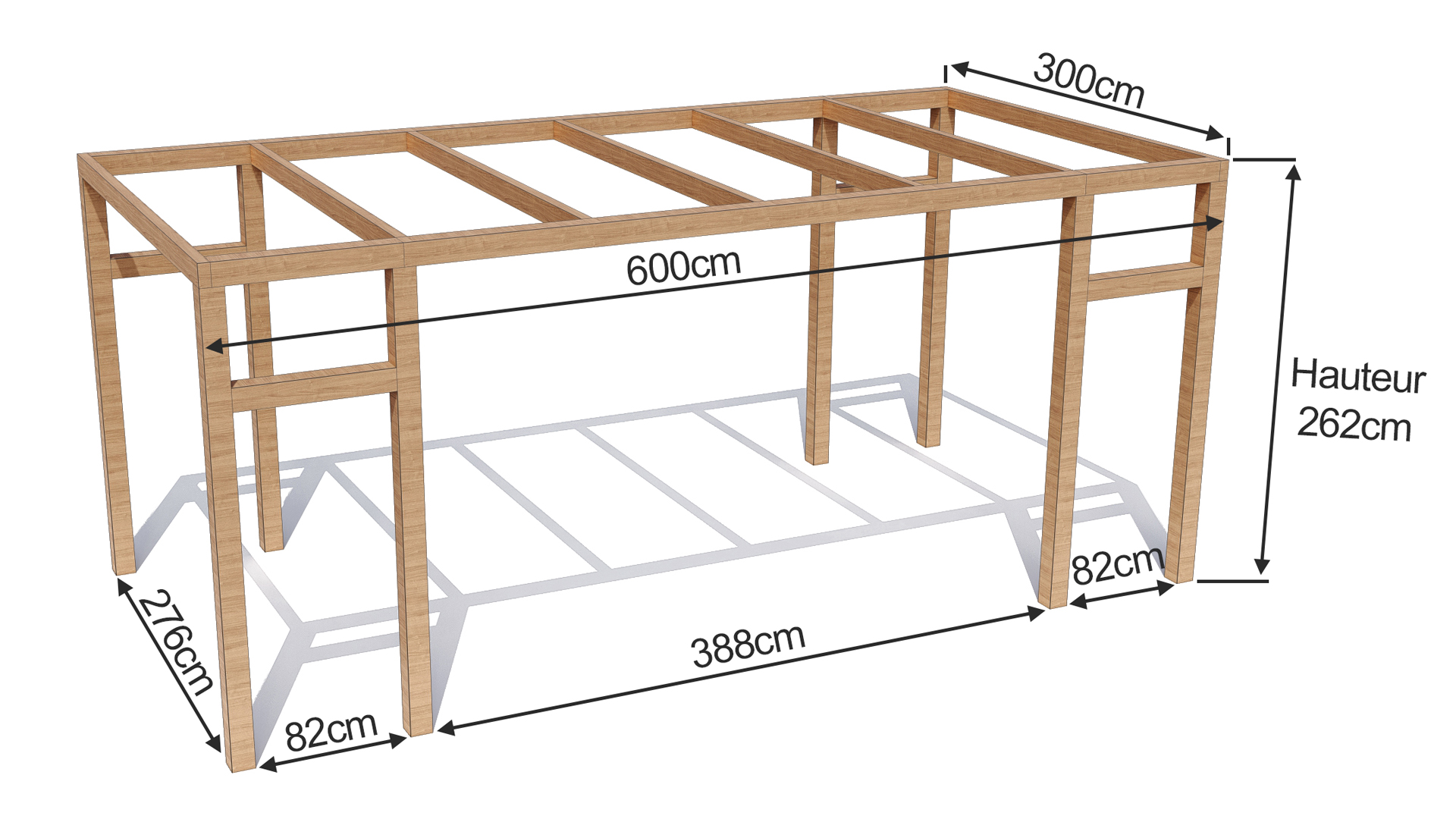 dimensions d'une pergola bois lisa 6mx3m